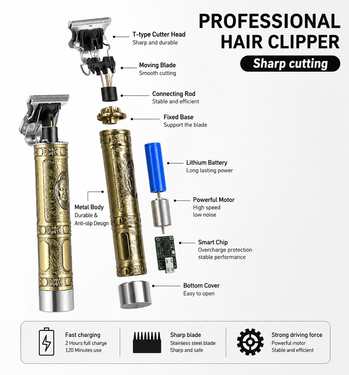 T9 Trimmer – USB Electric Hair Clipper for Men’s Grooming & Precision Trimming