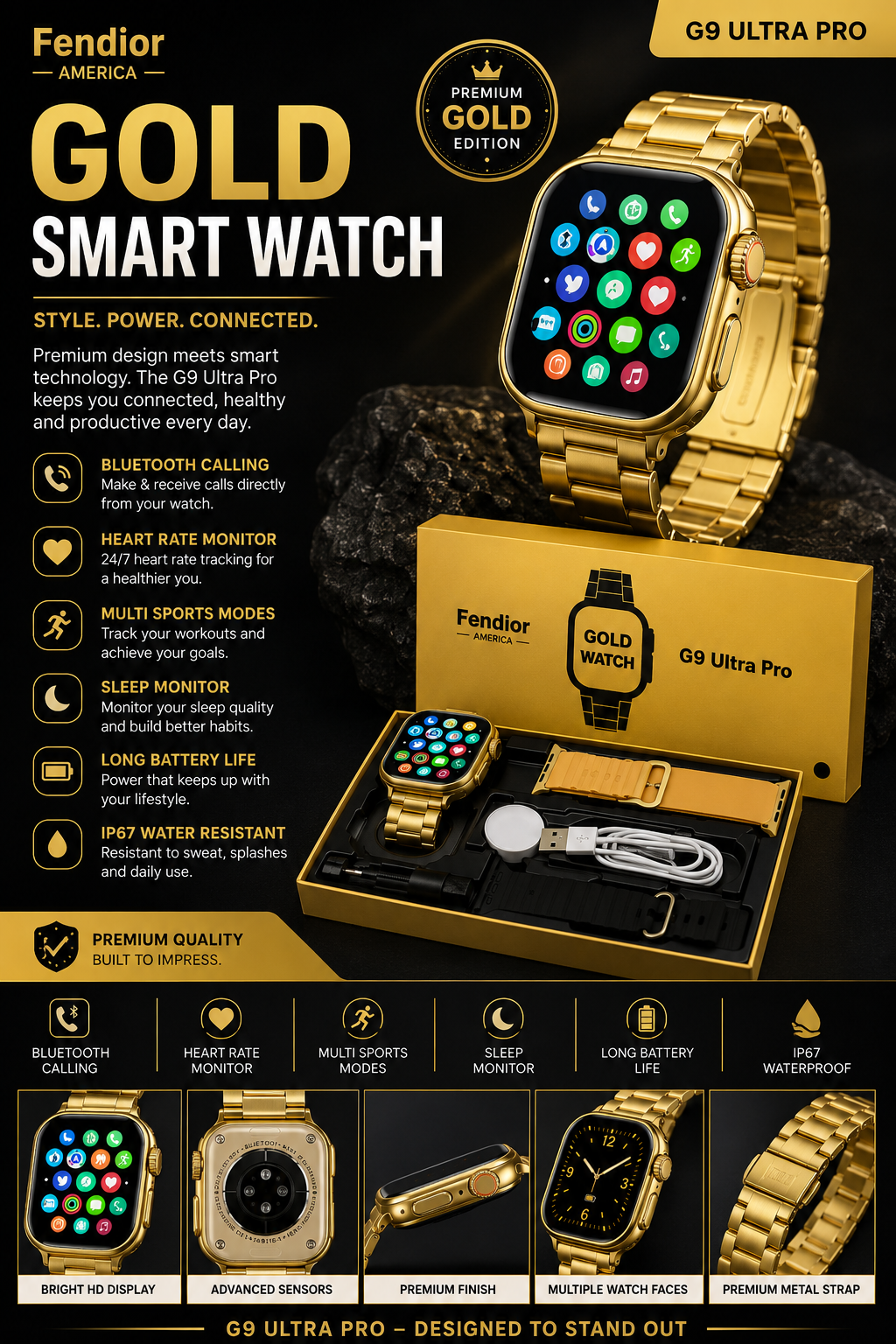 G9 Ultra Pro 2.03HD Screen Gold Smart Watch