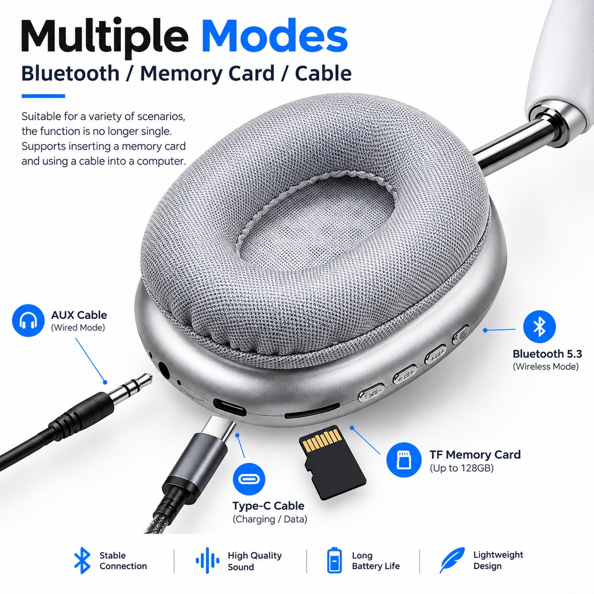P9 Wireless Headphones | Premium Bluetooth Over-Ear Headset with Deep Bass