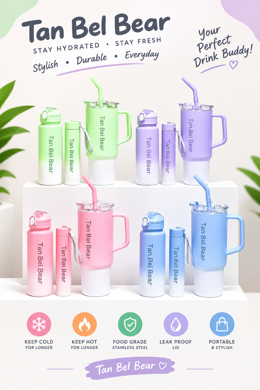 3-Piece Water Bottle Set with Built-In Straw