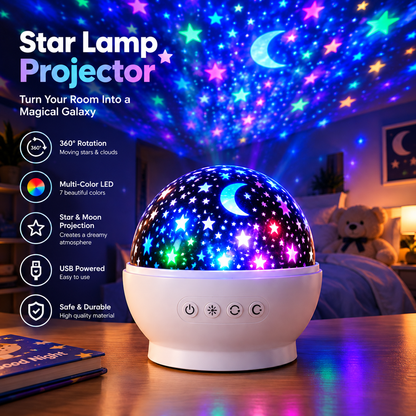Star Lamp Projector – 360° Rotating Starry Night Light